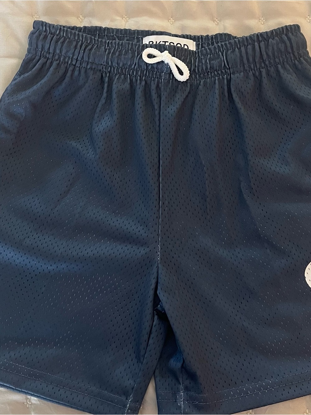Kids Athletic Mesh Shorts with Elastic Waist and Drawstring - Navy